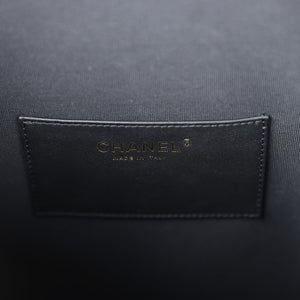 Chanel Medium 25 Hobo Bag Black Shiny Lambskin Antique Gold Hardware