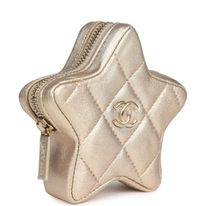 Chanel Walk Of Fame Star Clip-On Coin Purse Metallic Gold Goatskin Light Gold Hardware
