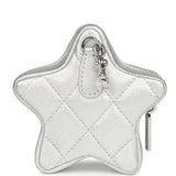 Chanel Walk Of Fame Star Clip-On Coin Purse Metallic Silver Goatskin Silver Hardware