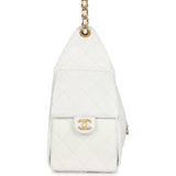 Chanel Small 25 Hobo Bag White Caviar Antique Gold Hardware
