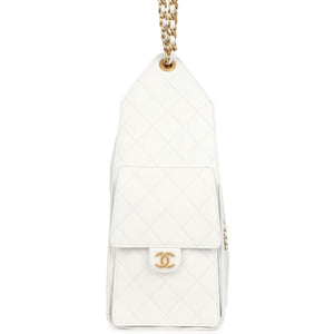 Chanel Medium 25 Hobo Bag White Caviar Antique Gold Hardware