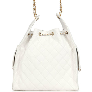 Chanel Medium 25 Hobo Bag White Caviar Antique Gold Hardware