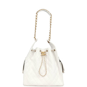 Chanel Medium 25 Hobo Bag White Caviar Antique Gold Hardware