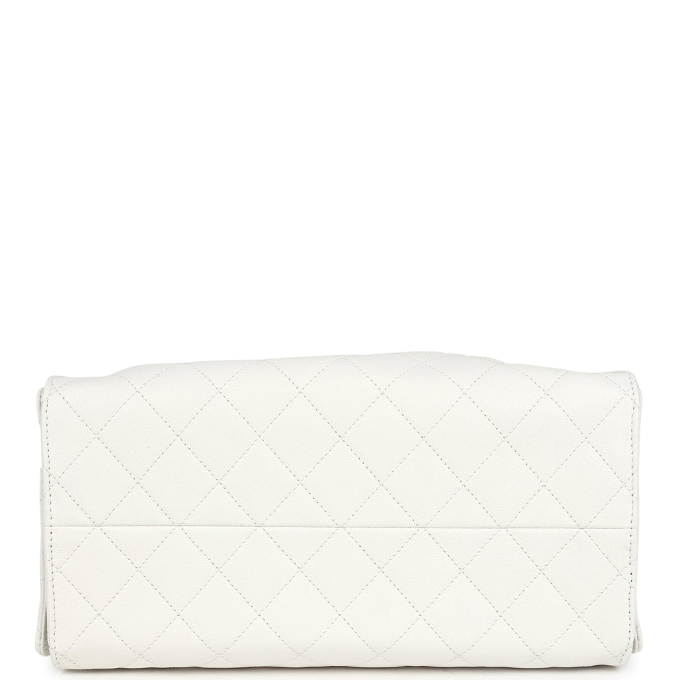 Chanel Medium 25 Hobo Bag White Caviar Antique Gold Hardware