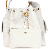 Chanel Medium 25 Hobo Bag White Caviar Antique Gold Hardware