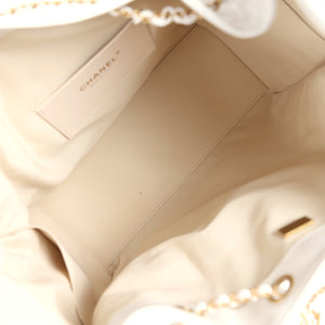 Chanel Medium 25 Hobo Bag White Caviar Antique Gold Hardware
