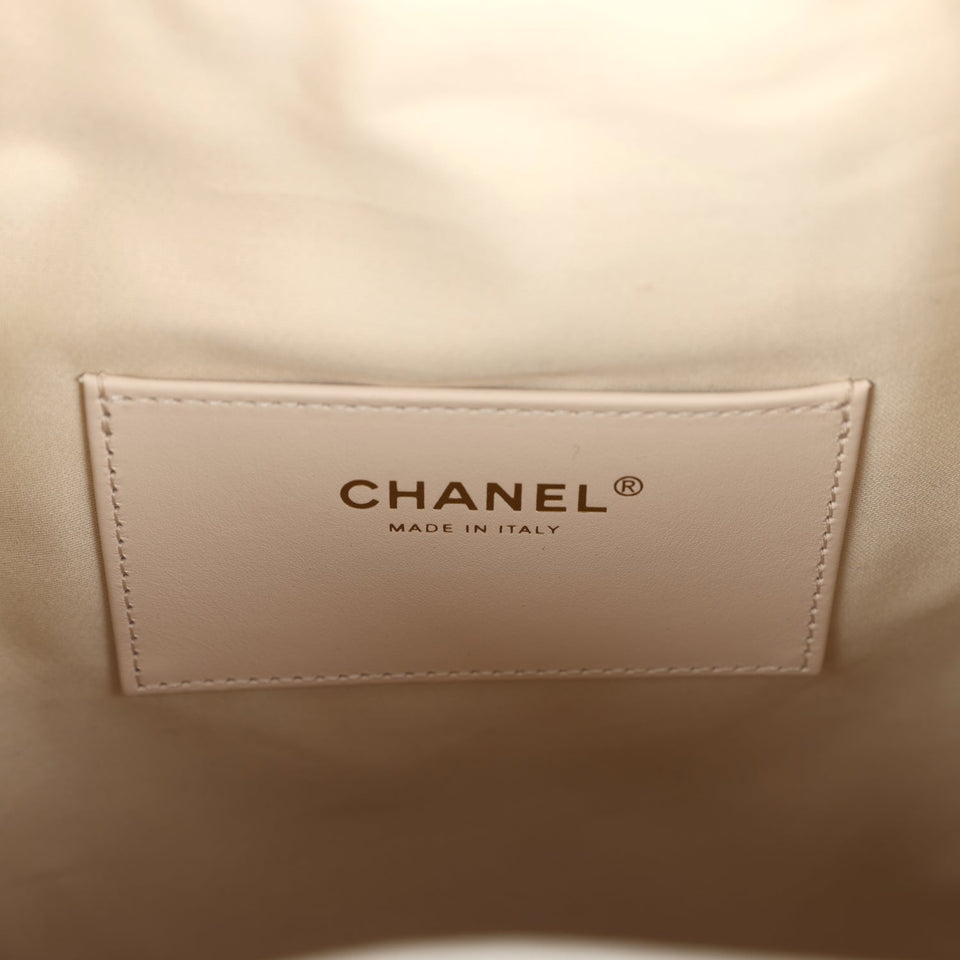 Chanel Medium 25 Hobo Bag White Caviar Antique Gold Hardware