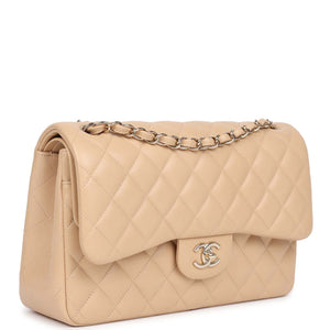 Chanel Jumbo Classic Double Flap Bag Light Beige Caviar Gold Hardware