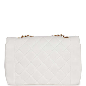 Vintage Chanel Medium Diana Flap Bag White Caviar Gold Hardware