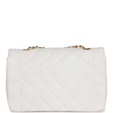 Vintage Chanel Medium Diana Flap Bag White Caviar Gold Hardware
