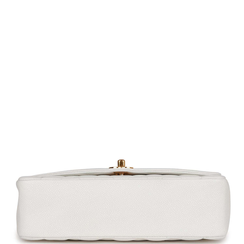 Vintage Chanel Medium Diana Flap Bag White Caviar Gold Hardware
