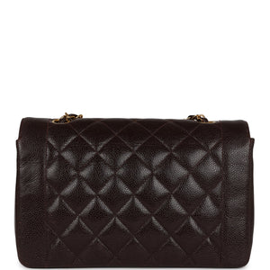 Vintage Chanel Medium Diana Flap Bag Brown Caviar Gold Hardware