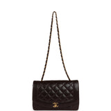 Vintage Chanel Medium Diana Flap Bag Brown Caviar Gold Hardware