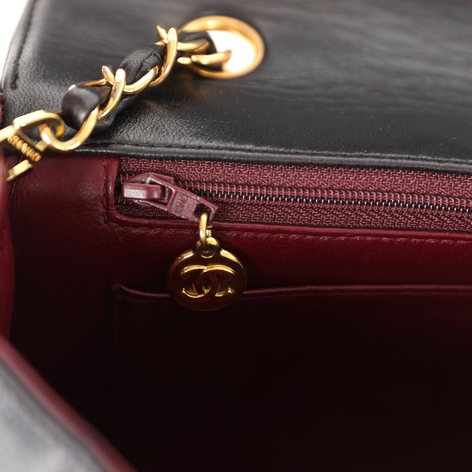 Vintage Chanel Medium Diana Flap Bag Black Lambskin Gold Hardware