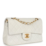 Chanel Small Classic Double Flap White Lambskin Gold Hardware
