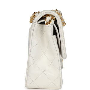 Chanel Small Classic Double Flap White Lambskin Gold Hardware