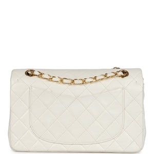 Chanel Small Classic Double Flap White Lambskin Gold Hardware