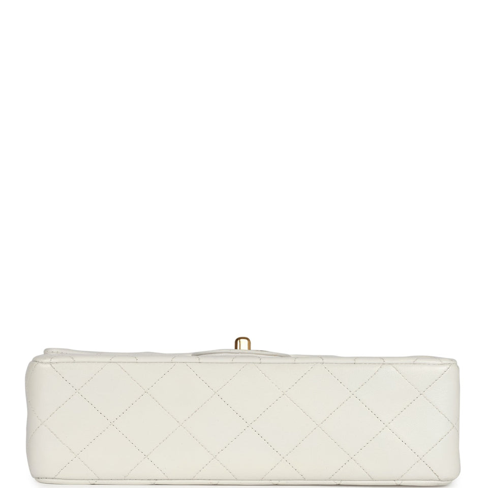 Chanel Small Classic Double Flap White Lambskin Gold Hardware