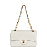 Chanel Small Classic Double Flap White Lambskin Gold Hardware