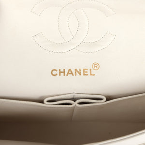 Chanel Small Classic Double Flap White Lambskin Gold Hardware