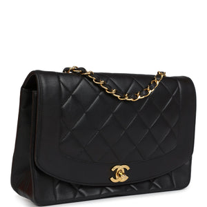 New Chanel Medium Diana Flap Bag Black Lambskin Gold Hardware