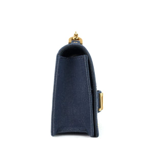 J'Adior Medium Embroidered Denim Flap Bag