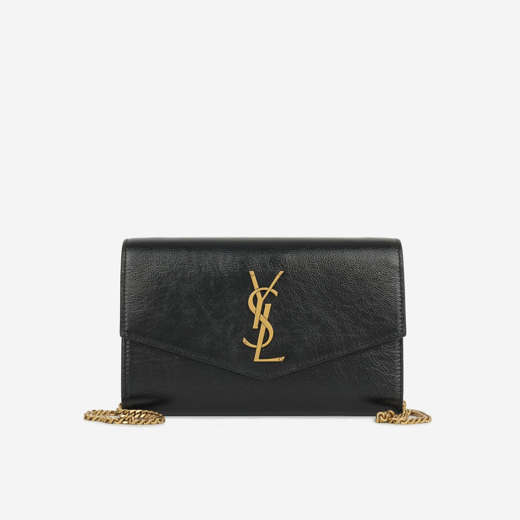 Saint Laurent - Uptown Chain Wallet - Black Calfskin GHW -