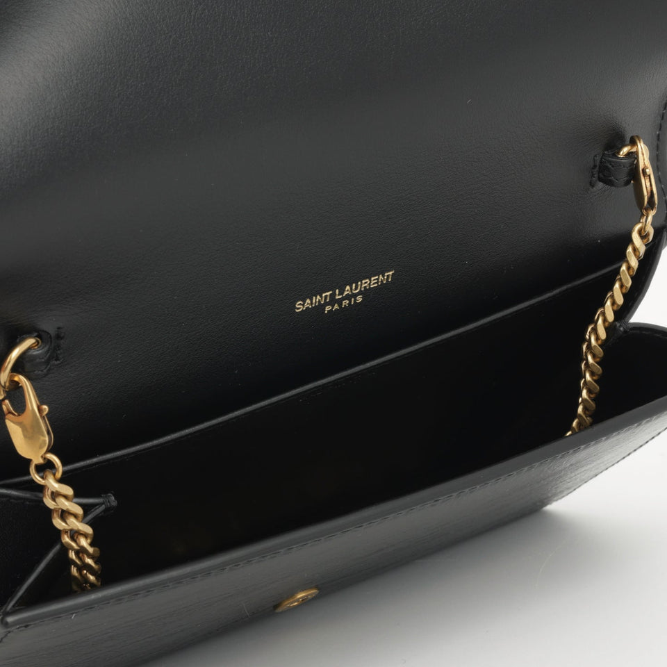 Saint Laurent - Uptown Chain Wallet - Black Calfskin GHW -