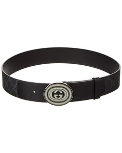Gucci GG Supreme Canvas & Leather Belt