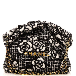 CHANEL 22 Chain Hobo Quilted Camellia Cashmere Small