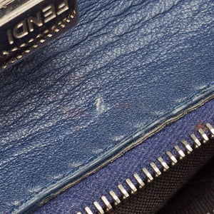 Fendi Navy Blue Leather Mini Peekaboo Top Handle Bag