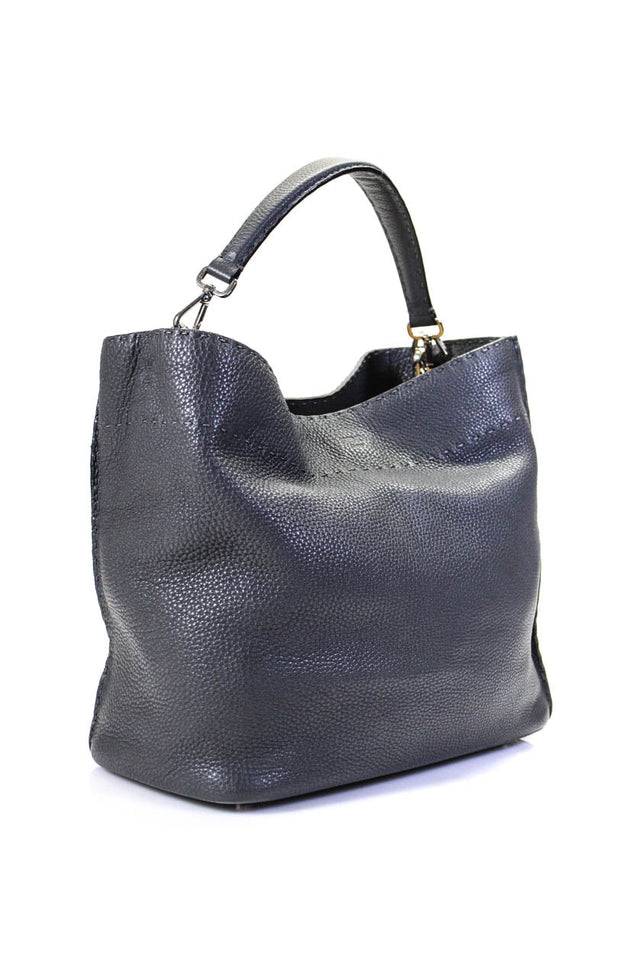 Fendi Womens Gray Textured Toggle Selleria Anna Medium Top Handle Satchel Bag Handbag