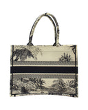 Dior Medium Book Tote Bag in Cream and Navy Blue Canvas