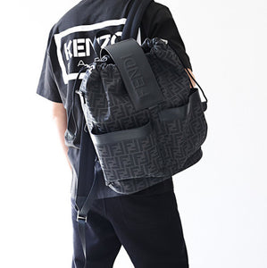 FENDI Black FF Jacquard Fabric Fendi Strike Medium Backpack